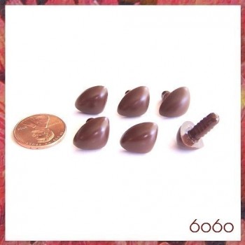 6pcs 15mm BROWN Triangular Plastic noses, Safety noses, Animal Noses