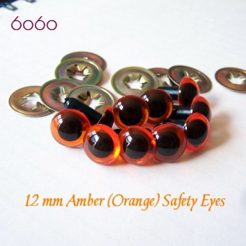 5 PAIRS 12mm Amber Plastic eyes, Safety eyes, Animal Eyes, Round eyes