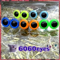 5 PAIRS 12mm LT BLUE-NEON MIX Plastic eyes, Safety eyes, Animal Eyes, Round eyes