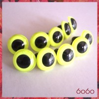 5 PAIRS 15mm Neon Yellow Plastic eyes, Safety eyes, Animal Eyes, Round eyes