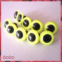 5 PAIRS 16.5mm Neon Yellow Plastic eyes, Safety eyes, Animal Eyes, Round eyes