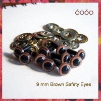 5 Pairs 9mm Brown Plastic eyes, Safety eyes, Animal Eyes, Round eyes