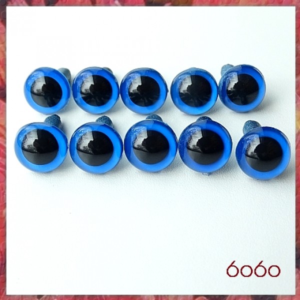 5 Pairs 9mm DARK BLUE (NEON BLUE) Plastic eyes, Safety eyes