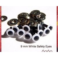 5 Pairs 9mm WHITE Plastic eyes, Safety eyes, Animal Eyes, Round eyes