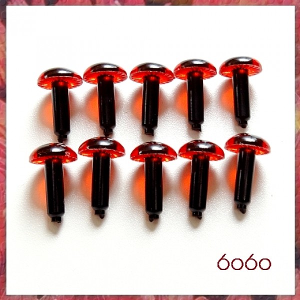 5 PAIRS 9mm RED Plastic Owl Cut eyes, Safety eyes, Animal Eyes