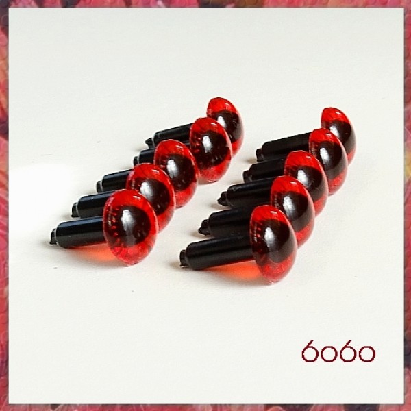 5 PAIRS 9mm RED Plastic Owl Cut eyes, Safety eyes, Animal Eyes