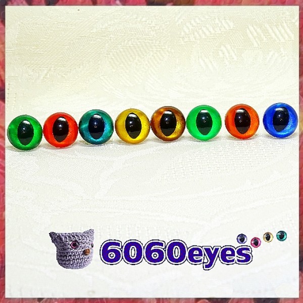 5 Pairs 12mm Hand Painted PEARLTALLIC Plastic Cat eyes, Safety