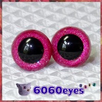 16mm Sparkling Fuchsia Pink Glitter Plastic Safety Eyes – Handmade