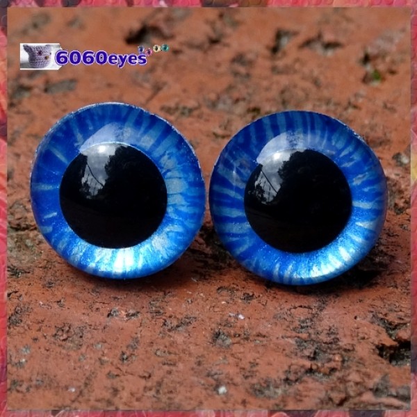 1 Pair 12mm/15mm/18mm/21mm Metallic Blue Tiger Hand Painted Plastic eyes, Safety  eyes, Animal