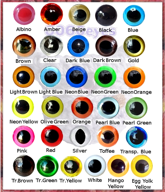 Animal eyes - safety eyes coloured 15mm - 40pcs