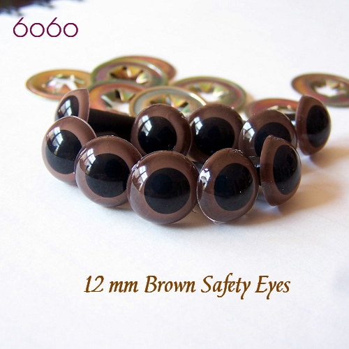 5 PAIRS 12mm Brown Plastic eyes, Safety eyes, Animal Eyes, Round eyes