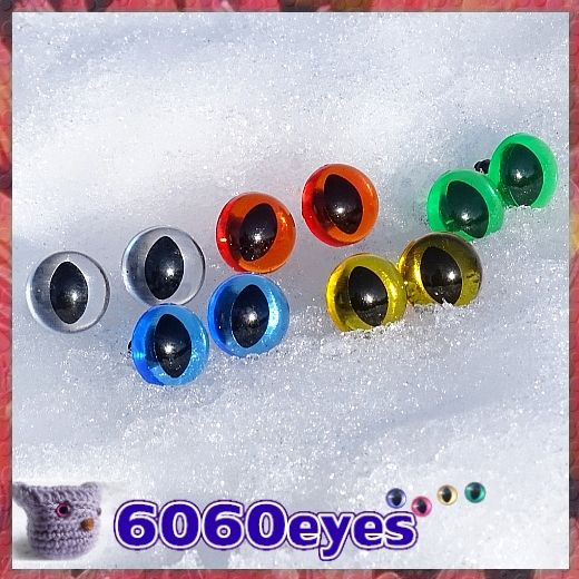 5 Pairs 9mm TRANSPARENT YELLOW Plastic Cat eyes, Safety eyes, Animal Eyes,  Round eyes
